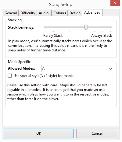 Screenshot of the Advanced tab