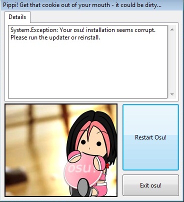 osu! 崩溃窗口截图