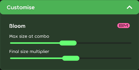 Bloom customisation options in the game client