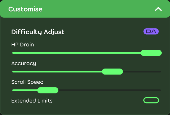 Difficulty Adjust customisation options in the game client (osu!taiko)