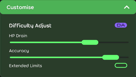Difficulty Adjust customisation options in the game client (osu!mania)