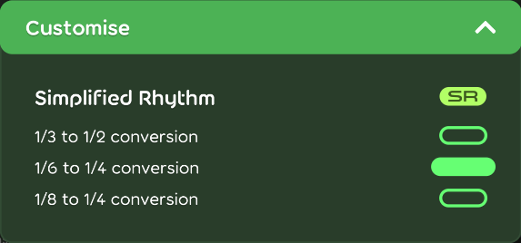 Simplified Rhythm customisation options in the game client