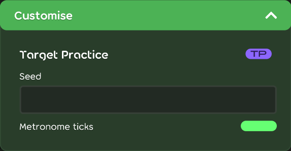 Target Practice customisation options in the game client