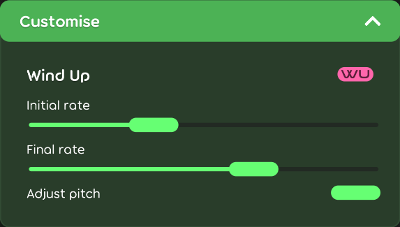 Wind Up customisation options in the game client