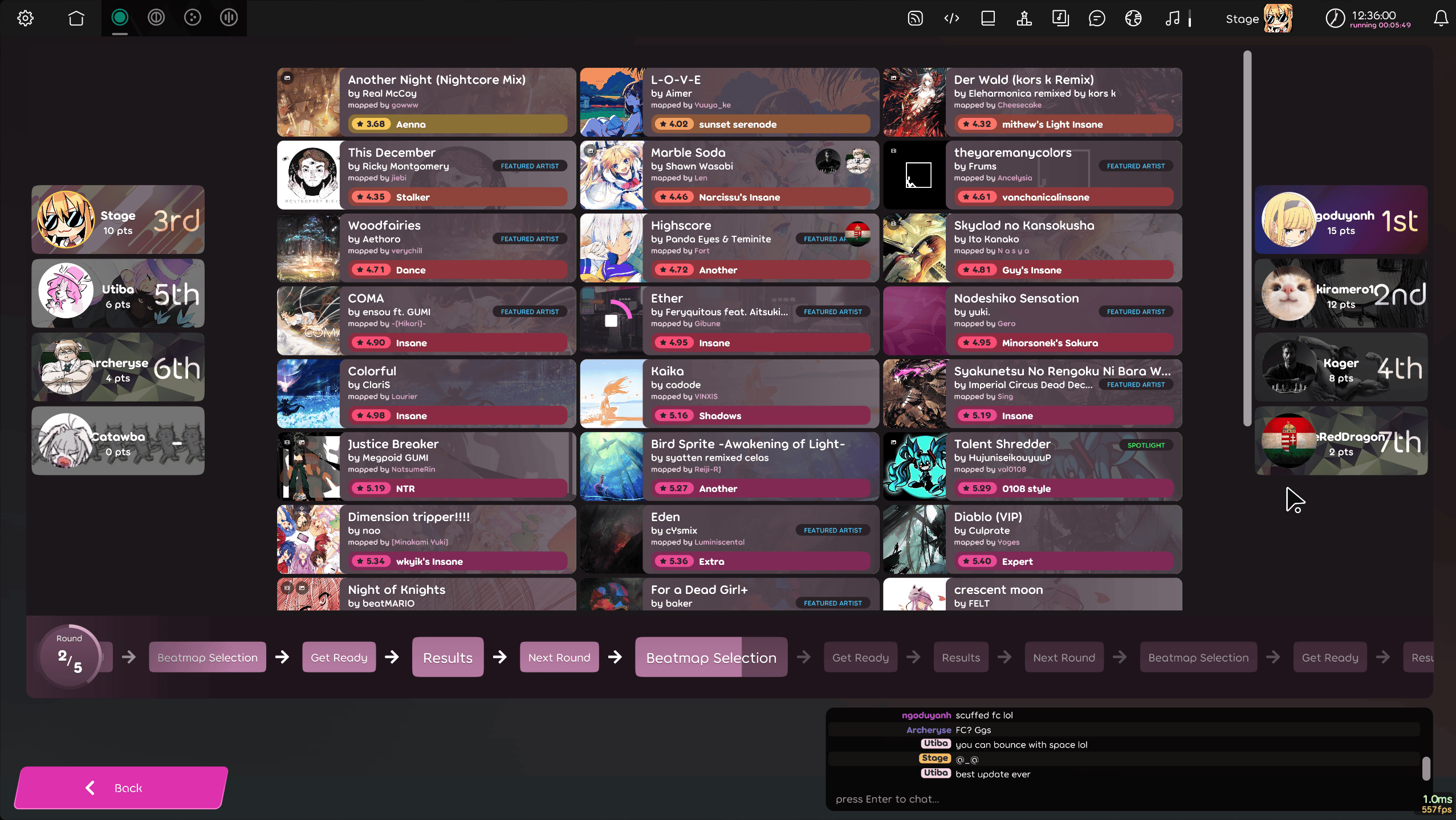 Beatmap selection screen