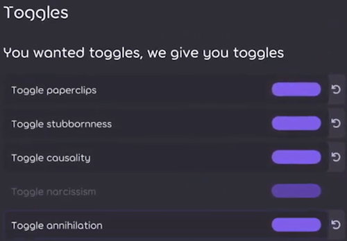 Toggles section visible during April Fools' day